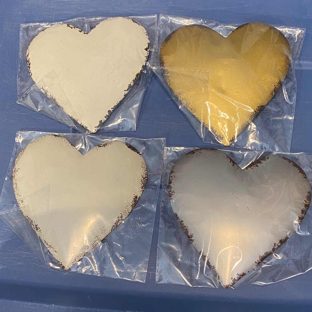 4 Metal Decorative Hearts plus Roll of Magnetic Tape
